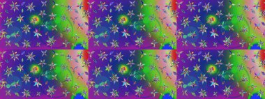 Renkli Bahar Teması eskiz kalıbı. Çiçek deseni. Chichi 'nin kumaş kalıbını çiz. Düz Çiçek Elementleri Tasarımı. Raster illüstrasyonu.