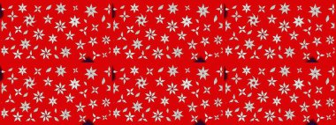 Eskiz arkaplan modeli. Yapraklı çiçekler ve kırmızı renklerde papatya çiçekleri. Raster - stok.