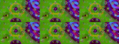 Düz Çiçek Elementleri Tasarımı. Çiçeksel fantezi tasarımı ve parlak bir arka plan çizimi. Renkli Bahar Teması çizim şablonu.