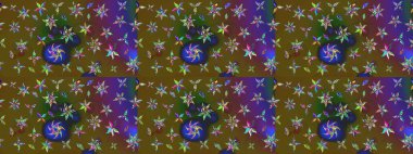 Yeşil renkli etnik çiçeklerle süslenmiş zarif bir eskiz şekli. Raster Çiçek İllüstrasyon Şirin Tekstil.