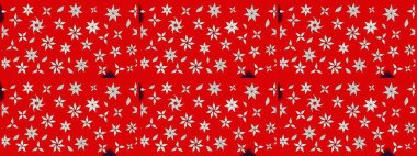 Eskiz arkaplan modeli. Yapraklı çiçekler ve kırmızı renklerde papatya çiçekleri. Raster - stok.