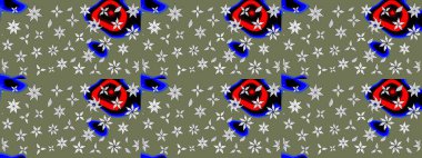 Sevimli çiçek raster deseni. Yeşil renkli çiçekler. Renkli Bahar Teması eskiz kalıbı. Düz Çiçek Elementleri Tasarımı.