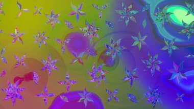 Yeşil renkli Asya tekstili. Çiçek desenli çizim. Raster illüstrasyonu.