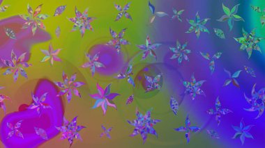 Düz Çiçek Elementleri Tasarımı. Mor renkli çiçekler. Renkli Bahar Teması eskiz kalıbı. Çiçekle çizim deseni.