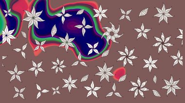 Raster illüstrasyonu. Çiçekli güzel suluboya desen. Kahverengi renklerde.