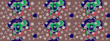 Kahverengi renkte çiçekli çiçek deseni. Suluboya tarzında kahverengi renkte çiçekler.