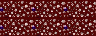 Raster illüstrasyonundaki çiçek desenli çizim. Kırmızı renkte çiçekler.