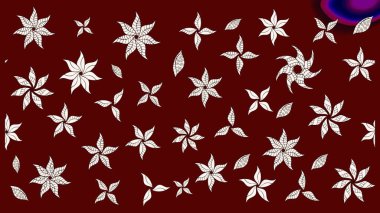 Raster çiçek desenli çiçek deseni, yapraklar, dekoratif elementler, sıçrama, lekeler, el çizimi kontur çizgileri ve Doodle çizim stili, grafik raster çizim çizimi.