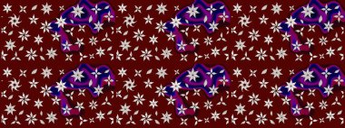 Sevimli çiçek raster deseni. Kırmızı renkte çiçekler. Renkli Bahar Teması eskiz kalıbı. Düz Çiçek Elementleri Tasarımı.