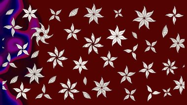 Çiçek ve yapraklı karalama şeklinde Raster çiçek deseni. Raster illüstrasyonu. Kibarca, bahar çiçekleri kırmızı renklerde.