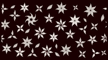 Raster illüstrasyonundaki çiçek desenli çizim. Suluboya tarzında siyah renkte çiçekler.