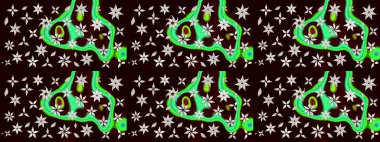 Raster illüstrasyonundaki çiçek desenli çizim. Siyah renkli çiçekler. Renkli Bahar Teması eskiz kalıbı. Düz Çiçek Elementleri Tasarımı.