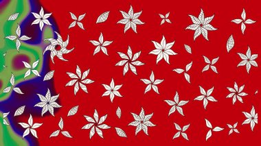 Kırmızı renkte güzel bir tekstil. Raster illüstrasyonu. Suluboya çiçekli çiçek deseni.