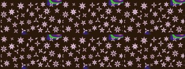 Raster illüstrasyonundaki çiçek desenli çizim. Kahverengi renkte çiçekler.