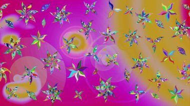 Çiçekli karalama şeklinde Raster çiçek deseni. Mor renkte çiçekler. Nazik, narin çiçek arkaplanı.