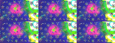 Çiçekli güzel suluboya desen. Mavi renklerde. Raster illüstrasyonu.