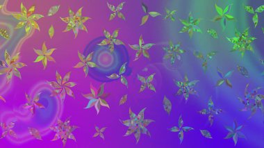 Raster illüstrasyonundaki çiçek desenli çizim. Güzel kumaş deseni. Mor renklerde. Raster illüstrasyonu.