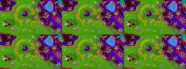 Düz Çiçek Elementleri Tasarımı. Renkli Bahar Teması eskiz kalıbı. Yeşil renkli çiçekler. Sevimli çiçek raster deseni.