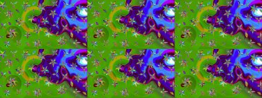 El çizimi. Raster illüstrasyonu. Çiçekli, yapraklı, çiçek desenli çizim..