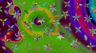 Raster suluboya çiçek deseni, narin çiçekler, yeşil çiçekler, tebrik kartı şablonu. Güzel kumaş deseni.