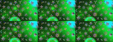 Çiçek desenli raster, yeşil çizgi grafik desenli soyut raster arkaplan. Modern stil dokusu.