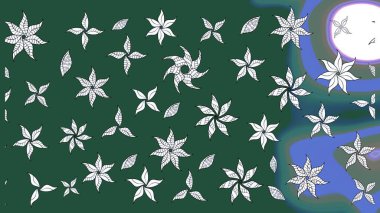 Hediye ambalaj kağıdı, tebrik kartları, posterler ve pankart tasarımı. Yeşil renkli çiçekler. Raster düz çiçek çizim deseni.