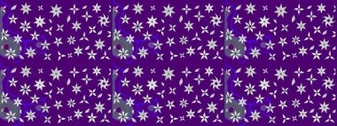 Çizim çiçek deseni duvar kâğıdı olarak kullanılabilir. Mor renkli çiçekler. Raster illüstrasyonu.