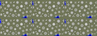 Raster illüstrasyonu. Yeşil kıvırcık çiçekler yeşil renkte şekillenir. Klasik çiçek tasarım elementleri.