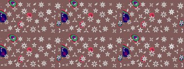 Küçük çiçekteki sevimli çiçek deseni. Kahverengi renkte çiçekler.