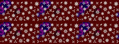 Düz Çiçek Elementleri Tasarımı. Raster illüstrasyonundaki çiçek desenli çizim. Kırmızı renkte çiçekler. Renkli Bahar Teması çizim şablonu.