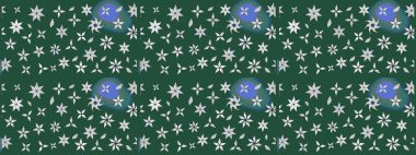 Güzel kumaş deseni. Raster suluboya deseni, narin çiçekler, yeşil çiçekler, tebrik kartı şablonu..