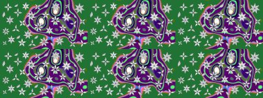 Nakış desenli çiçek deseni. Parmak izi, kumaş, duvar kâğıdı, tekstil için raster dokusu. Renkli grunge, yakut yeşil çiçeklerle soyut arkaplanı zenginleştirir.