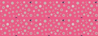 Çiçekli karalama şeklinde Raster çiçek deseni. Pembe renkli çiçekler. Yumuşak, bahar çiçekli arka plan.