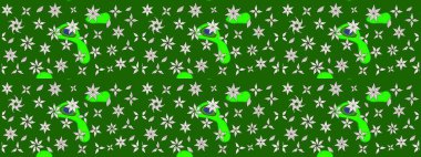 Küçük çiçekteki sevimli çiçek deseni. Yeşil renkte çiçekler.