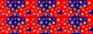 Kırmızı renklere karalamalar çizilmiş çiçek deseni. Raster illüstrasyonu.