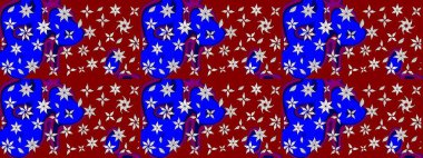 Modern çiçek arkaplanı. Moda baskıları için zarif bir şablon. Parlak renkli çiçekli ve kırmızı yapraklı harika bir çiçek deseni. Halk stili.