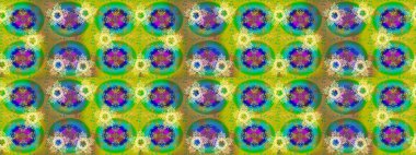 Kış kar taneleri, raster arka plan. Yüzey için tekrarlanan doku, ambalaj kağıdı, yeşil, sarı ve mavi renkli kar tanesi.