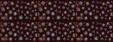 Raster illüstrasyonu. Tekstil veya kitap kapakları, imalat, duvar kağıtları, baskı, hediye paketi ve yapıştırma kitabı için çiçek eskizi geçmişi. Küçük ölçekli çiçeklerdeki basit sevimli desen.