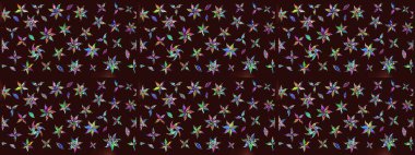 Raster illüstrasyonundaki çiçek desenli çizim. Suluboya tarzında kahverengi renkte çiçekler.