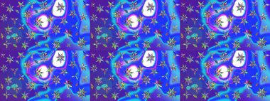 Düz Çiçek Elementleri Tasarım Raster illüstrasyonu. Çiçek desenli eskiz. Renkli Bahar Teması eskiz kalıbı. Mavi renkte çiçekler.