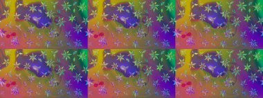 Küçük çiçekteki sevimli çiçek deseni. Raster illüstrasyonu. Kahverengi renkte çiçekler.