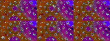 Kahverengi renkli çiçekler. Çiçek süslemeli çizim deseni. Raster illüstrasyonu.