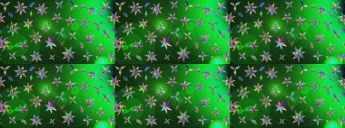 Küçük çiçekteki sevimli çiçek deseni. Raster deseni. Raster illüstrasyonu. Yeşil renklerde. Soyut çiçek çizim kalıbı arkaplanı.