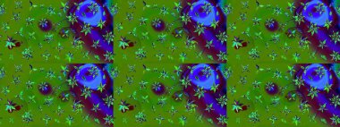 Ultraviyole kumaş deseni. Raster illüstrasyonu. Çizim kalıbı. Organik motif arkaplanı.