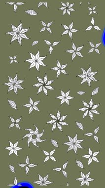 Şirin çiçek elementleri. Yeşil renkli çiçekler. Raster illüstrasyonu. Çizim.