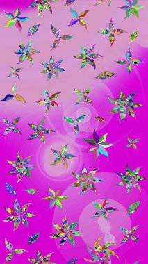 Çiçek ve yapraklı çiçek deseni. Küçük çiçekli şirin bir desen. Raster illüstrasyonu.