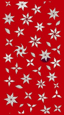 Raster illüstrasyonundaki çiçek desenli çizim. Kırmızı renkte çiçekler. Renkli Bahar Teması eskiz kalıbı. Düz Çiçek Elementleri Tasarımı.