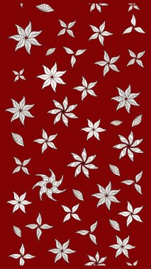 Çiçekli karalama şeklinde Raster çiçek deseni. Kibarca, kırmızı renkte yaz çiçekleri. Raster illüstrasyonu.