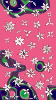 Suluboya çiçekli çiçek deseni. Raster illüstrasyonu. Pembe renkli güzel tekstil..