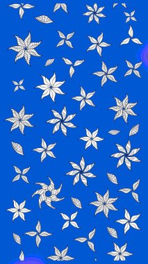 Raster illüstrasyonundaki çiçek desenli çizim. Mavi renkli çiçekler. Renkli Yaz Temalı eskiz kalıbı. Düz Çiçek Elementleri Tasarımı.